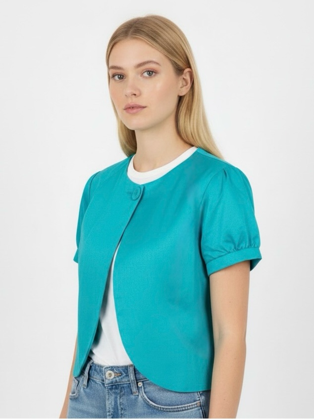Kenar Blue Cropped Jacket Small